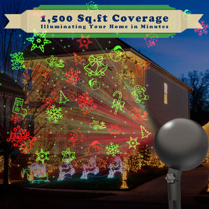 Christmas Lights Projector Laser Xmas Spotlight Waterproof (Multi-Colored)