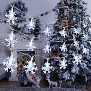 100 LED Snowflake Indoor Outdoor Xmas Decoration White Light (Battery Powered)