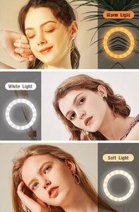 8" Live Stream Ring Light Gooseneck Lamp with Phone Tablet Microphone Holder
